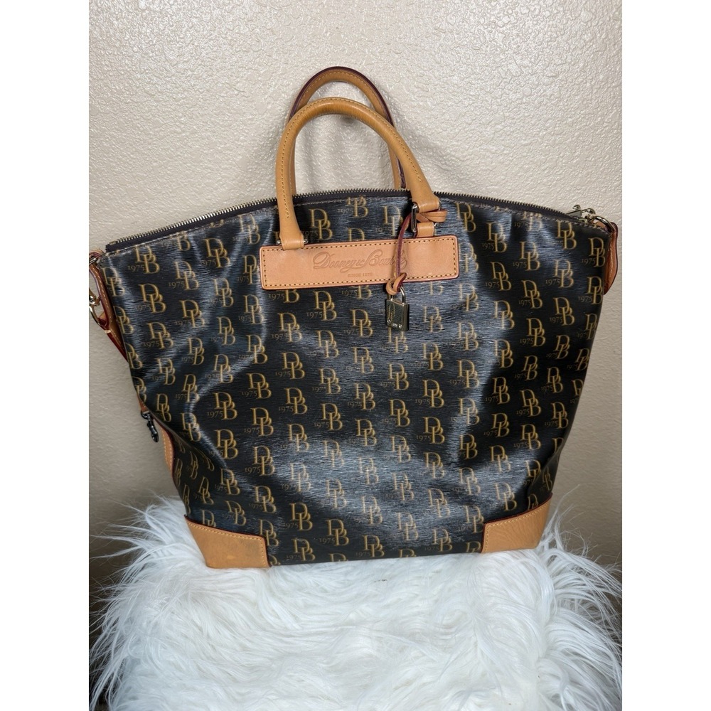 Dooney & Bourke 1975 Monogram Satchel Bag Florentine Vachetta Leather Crossbody - Picture 3 of 6
